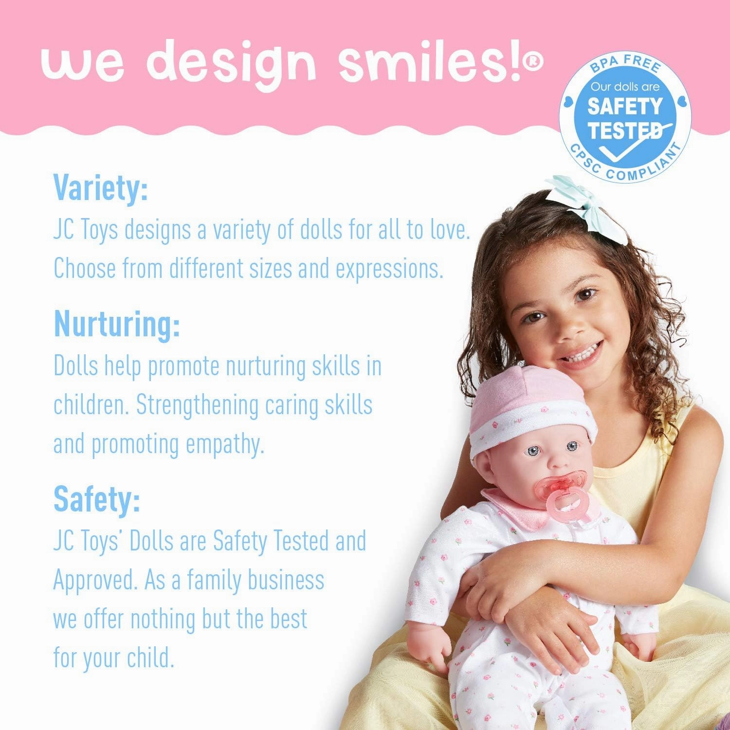 JC Toys Caucasian 20-inch Large Soft Body Baby Doll | La Baby | Washable |Removable Pink Outfit w/ Hat and Pacifier | For Children 2 Years  