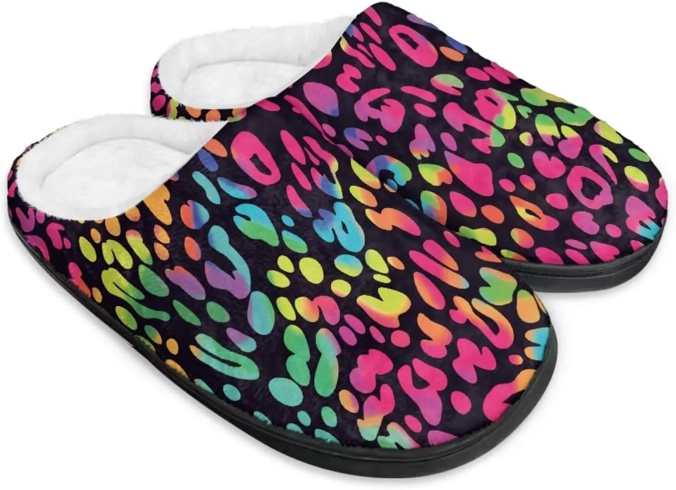 Jeiento Animal Print Cotton Slippers for Women Casual Soft Slides Lightweight Scuff Slippers