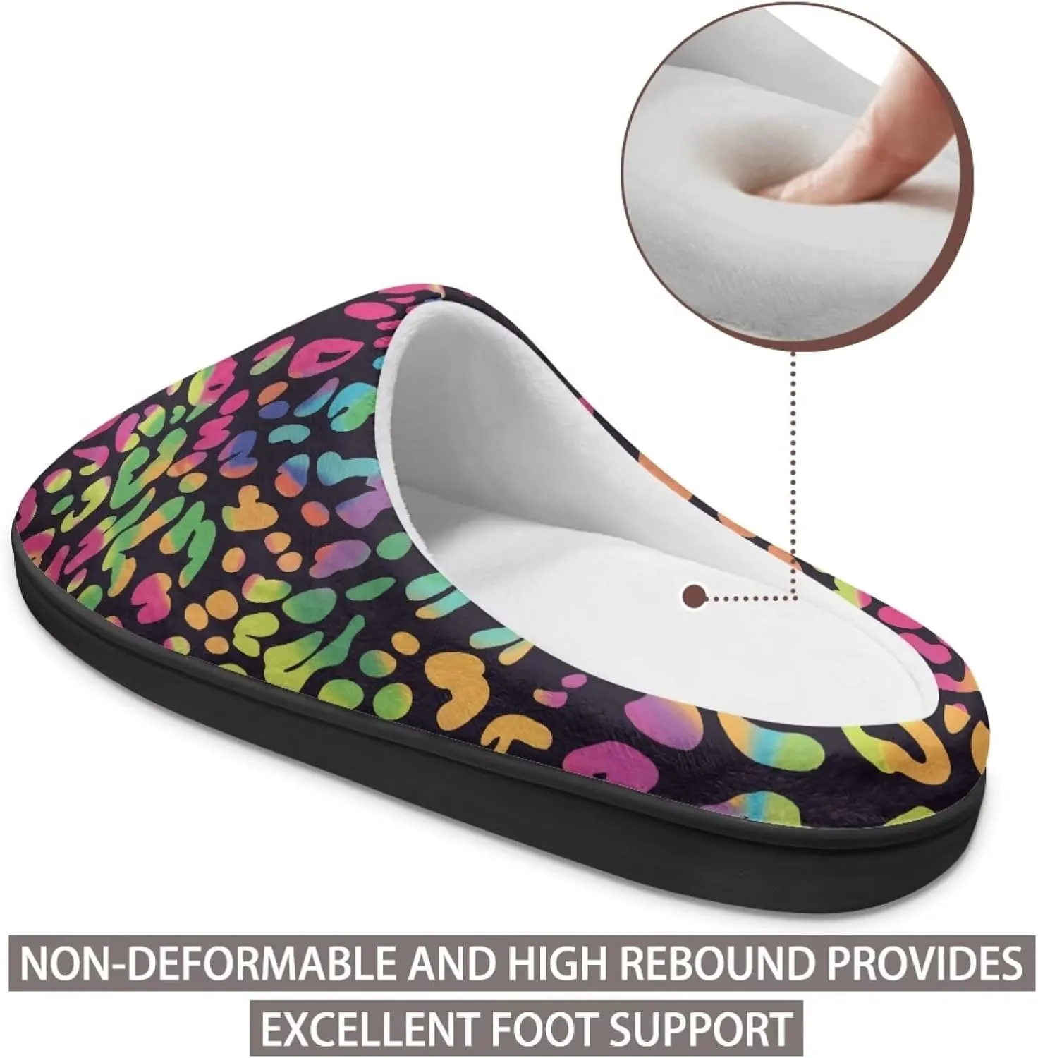 Jeiento Animal Print Cotton Slippers for Women Casual Soft Slides Lightweight Scuff Slippers