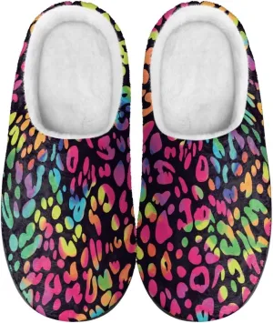 Jeiento Animal Print Cotton Slippers for Women Casual Soft Slides Lightweight Scuff Slippers