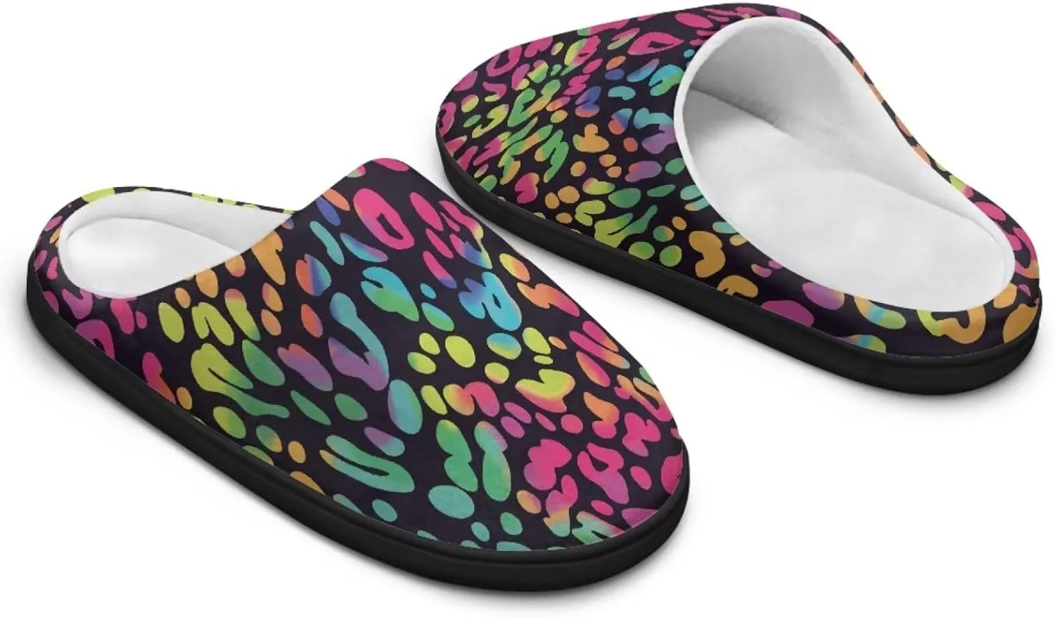 Jeiento Animal Print Cotton Slippers for Women Casual Soft Slides Lightweight Scuff Slippers