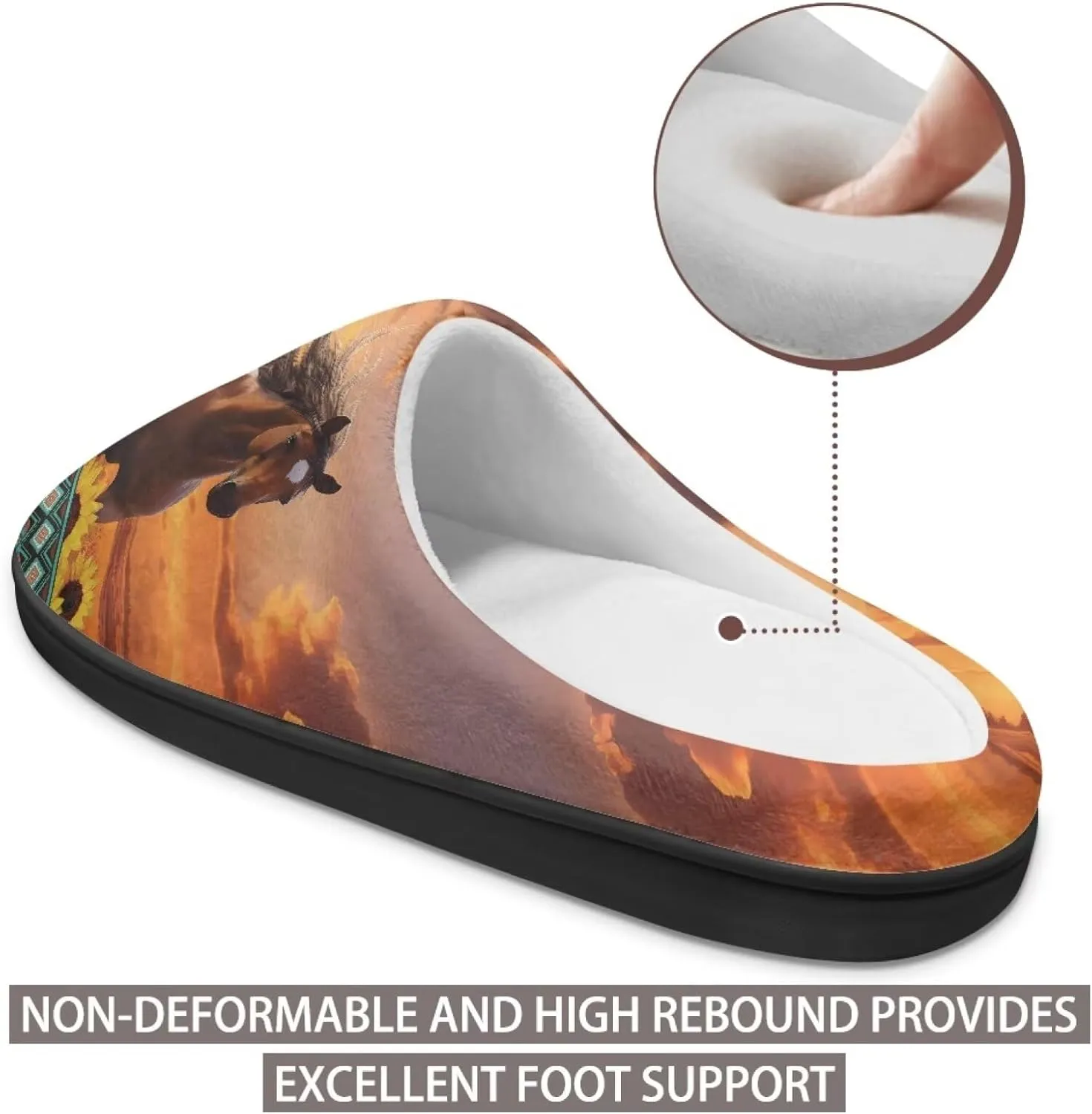 Jeiento Horse Warm Slippers for Women - Fuzzy Fluffy Hotel House Indoor Slippers Winter Closed Toe