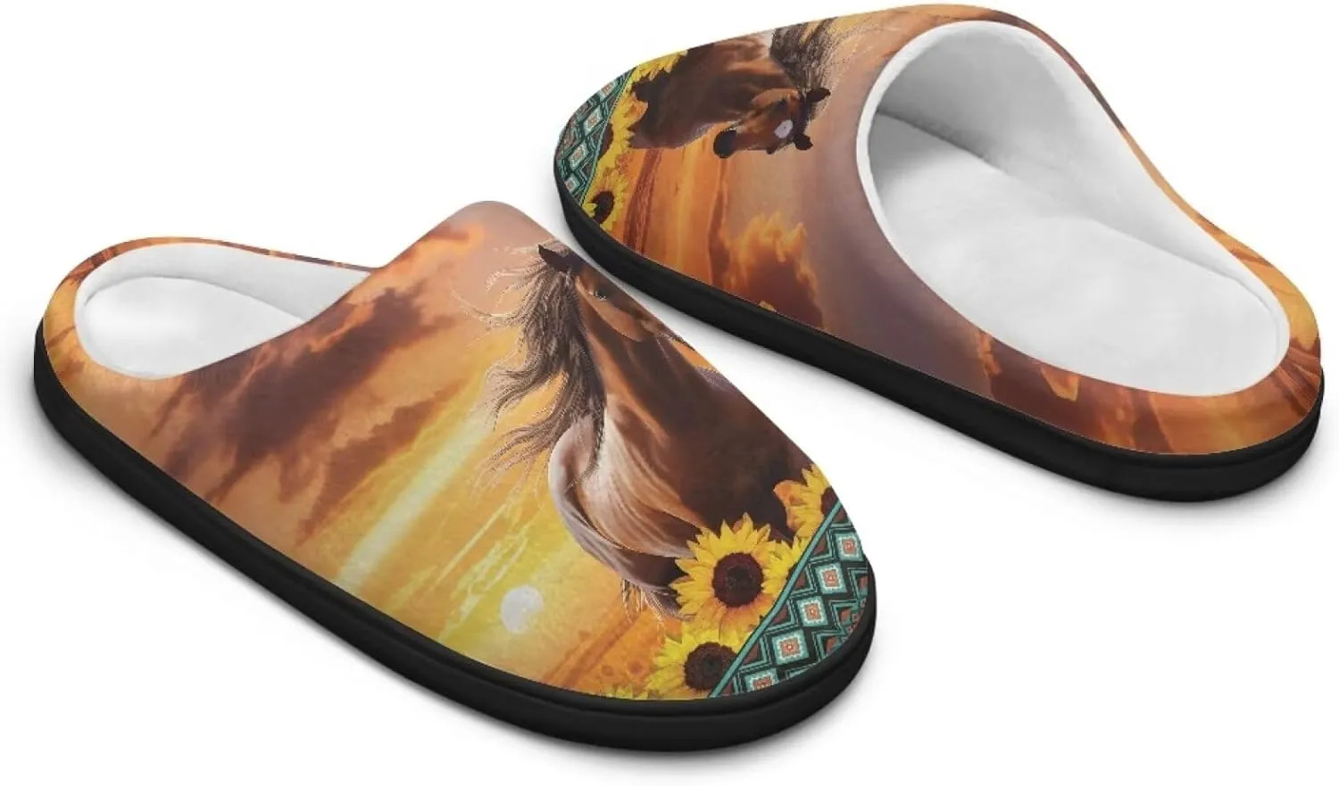 Jeiento Horse Warm Slippers for Women - Fuzzy Fluffy Hotel House Indoor Slippers Winter Closed Toe