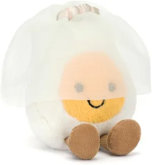Jellycat Amuseables Boiled Egg Bride Stuffed Toy, 5.5 inches - Food Plush - Fun Wedding & Engagement Gift