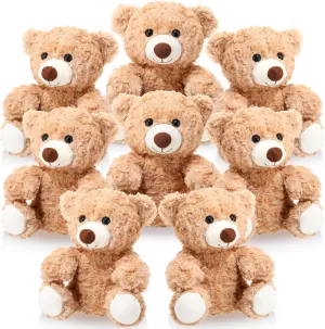 Jenaai 8 Pcs 10 Inch Stuffed Animal Bear Bulk Gift Soft Cute Baby Shower Bear Small Stuffed Plush Toys for Girls Boys Kid Child Girlfriend Back to School Birthday Wedding Party Decoration, Light Brown