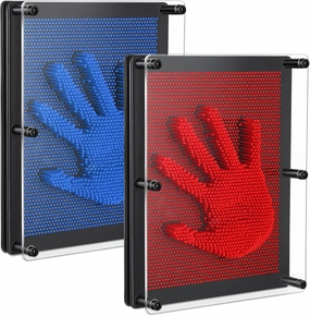 Jenaai 2 Pack Extra Large 3D Pin Art Board Toy 10 x 8 Inch Plastic Pin Art Board Sensory Toy Stress Relief Fidget Toy for Boys Girls Adult Creative Fidgets Christmas Birthday Gifts, (Red and Blue)