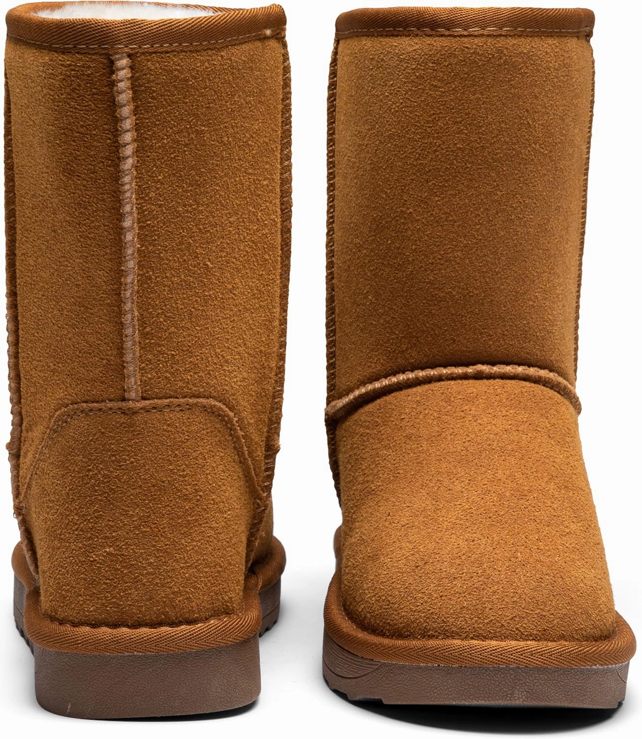 Jeossy Women's Winter Snow Boots, Warm Suede Fur Slip on Mid Calf Plush Fuzzy Tall Shoes