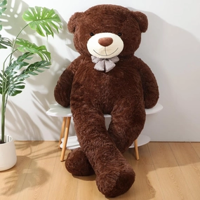 Jerify 78.8" Tall (6.56 Feet) Giant Plush Bear Light Soft Stuffed Bear with Ribbon Bow Cuddly Plush Animal for Birthday Mother's Day Graduation Christmas Holiday Party Favor(Dark Black Brown)