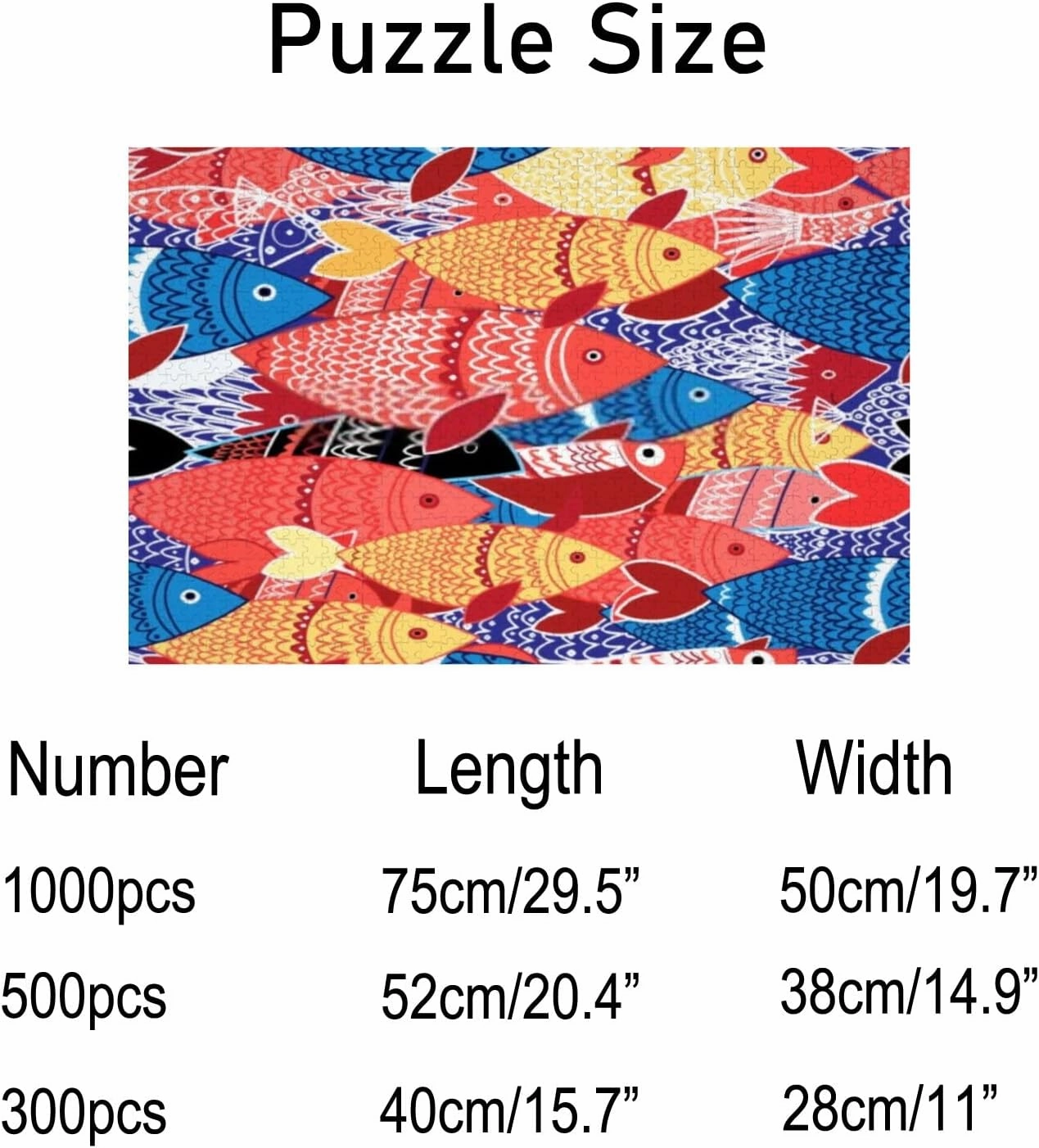 Jigsaw Puzzles Bright Colorful Fish Blue Toy Kid Educational Games Brain Challenge Adults Art DIY Child Leisure Game Suitable Family Friends 500PCS