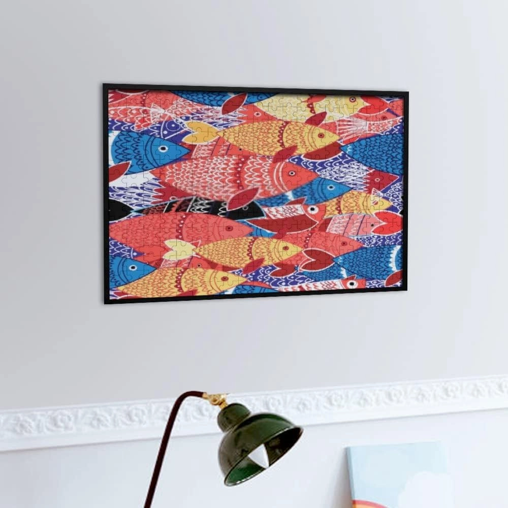 Jigsaw Puzzles Bright Colorful Fish Blue Toy Kid Educational Games Brain Challenge Adults Art DIY Child Leisure Game Suitable Family Friends 500PCS