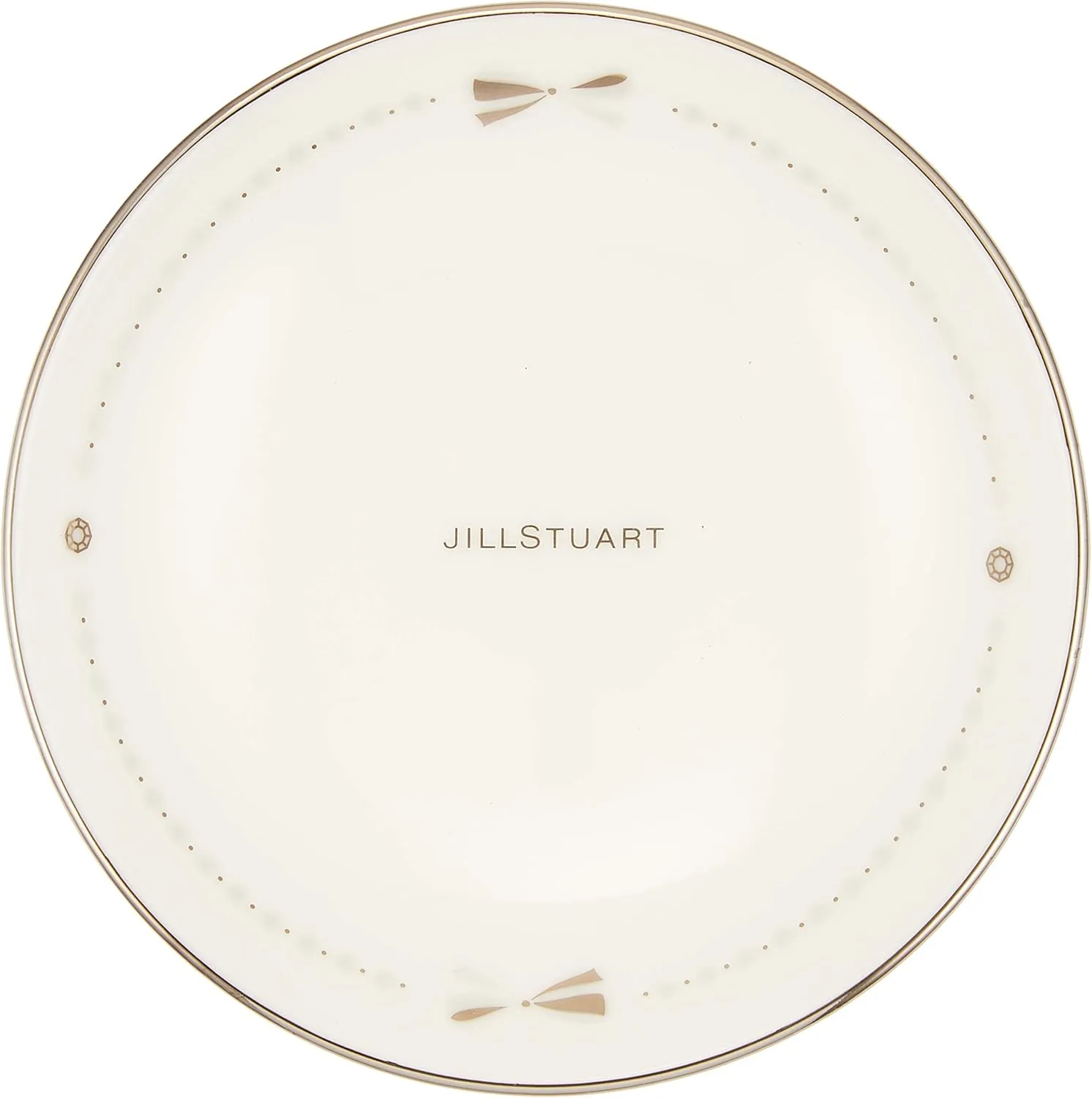 Jill Stuart 41635-33454 Plate Plate Set, 3.5 inches (9 cm), White, Ribbon Pattern, Stylish, Cute, 5-Piece Set, Made in Japan, Gift Box Included