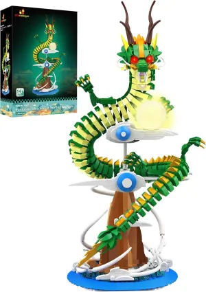 JMBricklayer Dragon Building Sets for Adults, Cool Dragon Kit Animal Toys with Lights 70007, Model Collection or Home Office Decor, Building Toys Gift for Boys Girls Men Adults(1364 PCS)