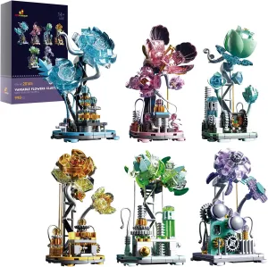 JMBricklayer Flowers Succulents Building Sets for Adults 20145, 6 Pack Special Flowers Botanical Collection Building Toys, Unique Display for Room Decor, Gorgeous Bonsai Flowers Gifts for Women Girls