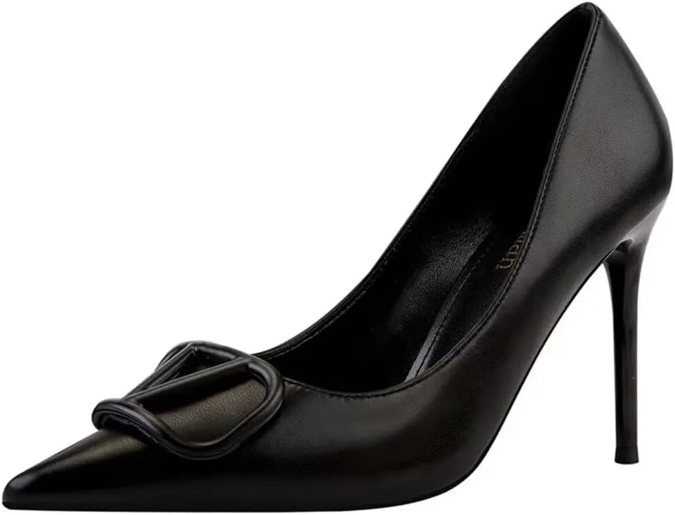 JOEupin Women Pointed Toe Pumps Mid-Heel Pumps Formal Wedding Bridal Classic Stiletto Heel