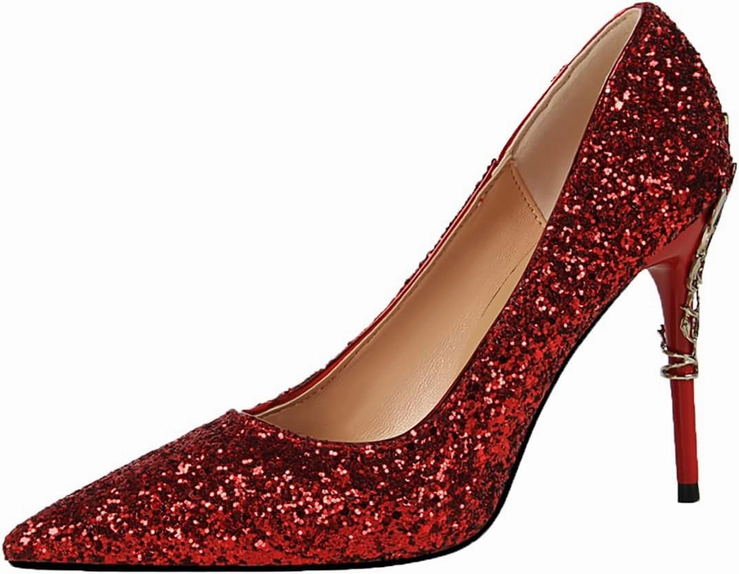 JOEupin Women Basic Pumps Sparkling Glitter High Heel Sexy Wedding Party Stiletto Heels Shoes