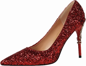 JOEupin Women Basic Pumps Sparkling Glitter High Heel Sexy Wedding Party Stiletto Heels Shoes