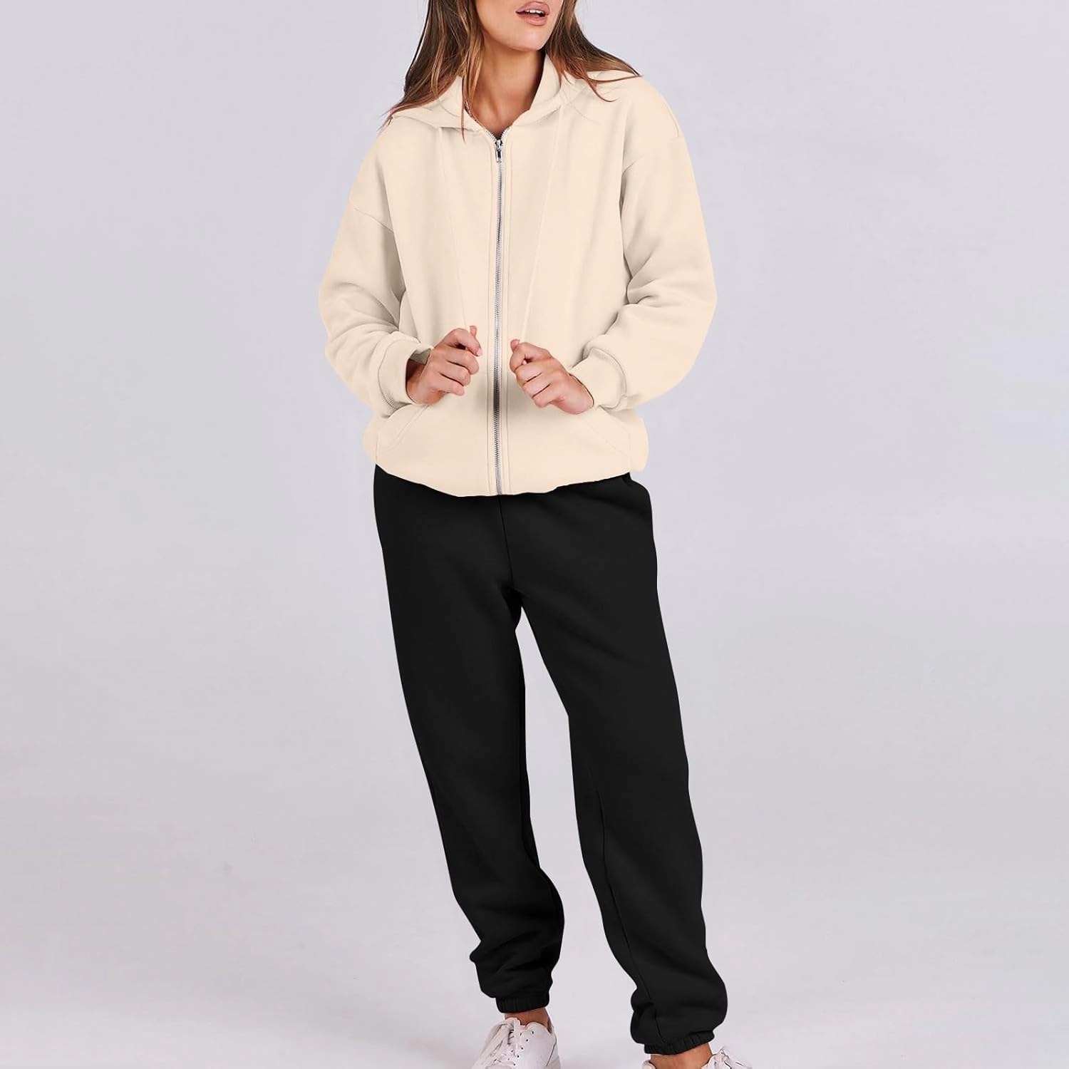 Jogger Sets for Women 2 Piece Zipper Jacket Long Sleeve Hoodie Sweatshirt Baggy Sweat Pants Comfy Lounge Sweatsuit
