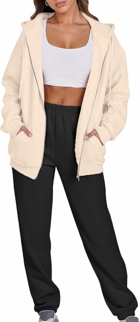 Jogger Sets for Women 2 Piece Zipper Jacket Long Sleeve Hoodie Sweatshirt Baggy Sweat Pants Comfy Lounge Sweatsuit