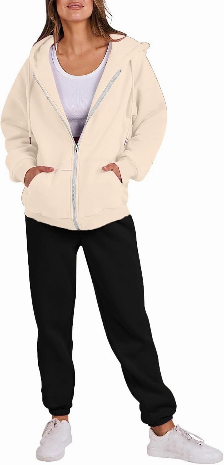 Jogger Sets for Women 2 Piece Zipper Jacket Long Sleeve Hoodie Sweatshirt Baggy Sweat Pants Comfy Lounge Sweatsuit