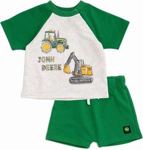 John Deere French Terry T-Shirt and Shorts Outfit Set Newborn to Little Kid Sizes (3-6 Months - 7-8)