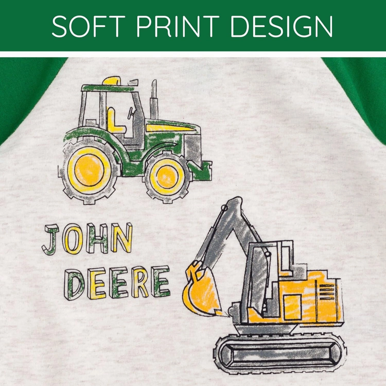John Deere French Terry T-Shirt and Shorts Outfit Set Newborn to Little Kid Sizes (3-6 Months - 7-8)