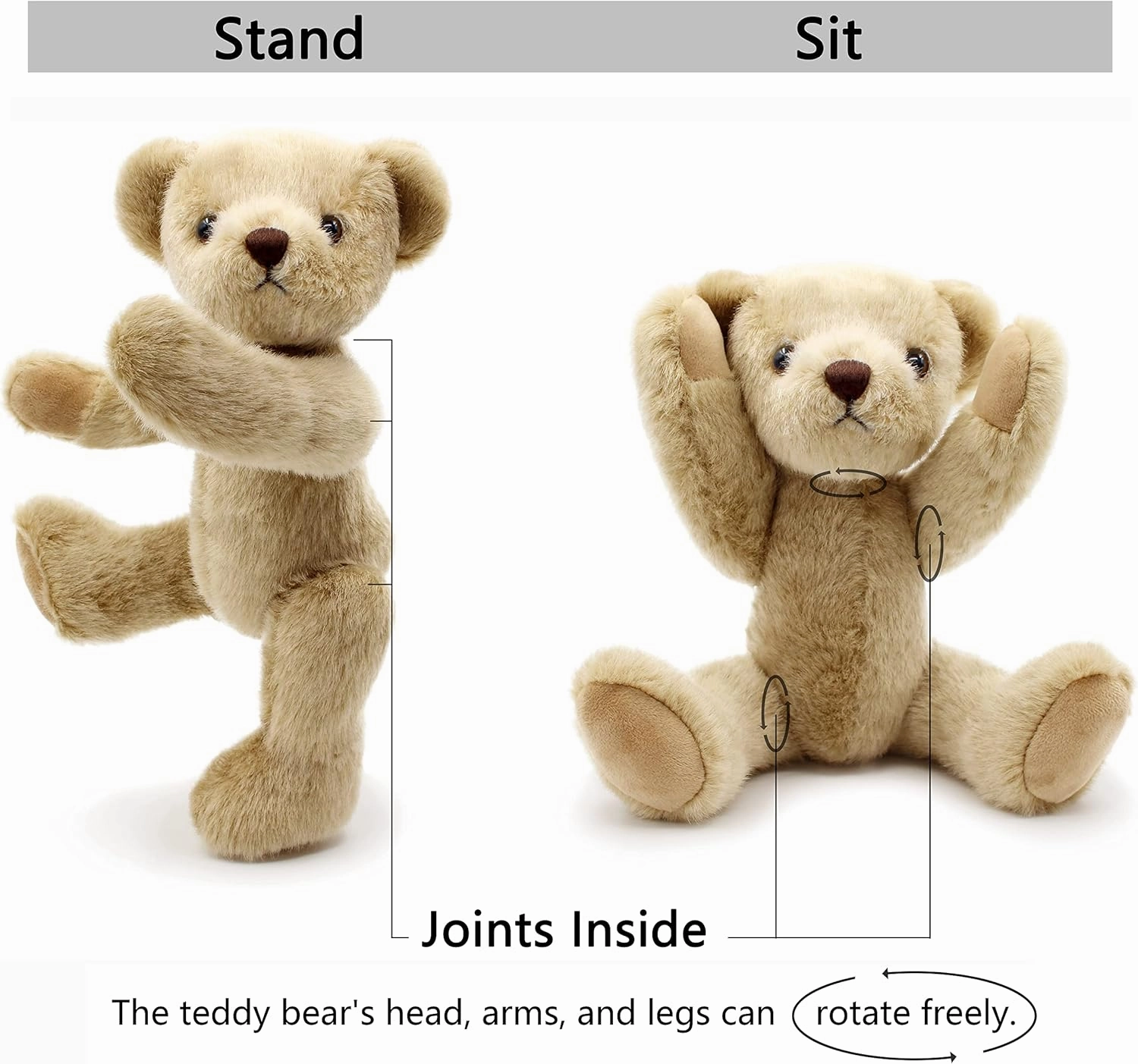 Jointed Teddy Bear Stuffed Animals Small Soft Plush Toy with Cloth (Pink Skirt 13Inch)
