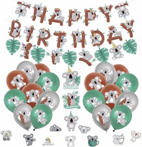 JOPARY Koala Birthday Party Decorations Koala Party Supplies with Koala Balloon,Koala Birthday Banner,Garland,Door Hanging and Stickes for Koala Animal Theme Birthday Party Baby Shower Decorations