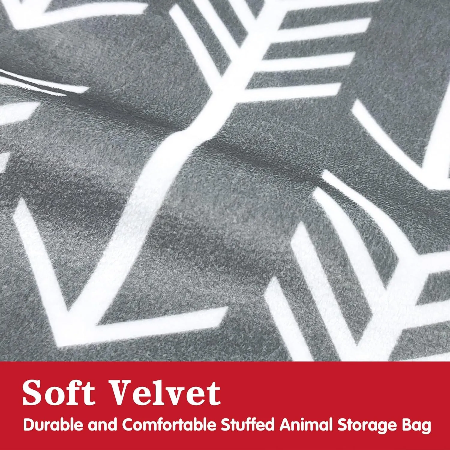 Jorbest Stuffed Animal Storage Bean Bag Chair for Kids and Adults, Bean Bag Stuffed Animal Storage, Velvet Stuffie Seat - Cover ONLY (Grey with White Arrows 200 L/52 Gal)