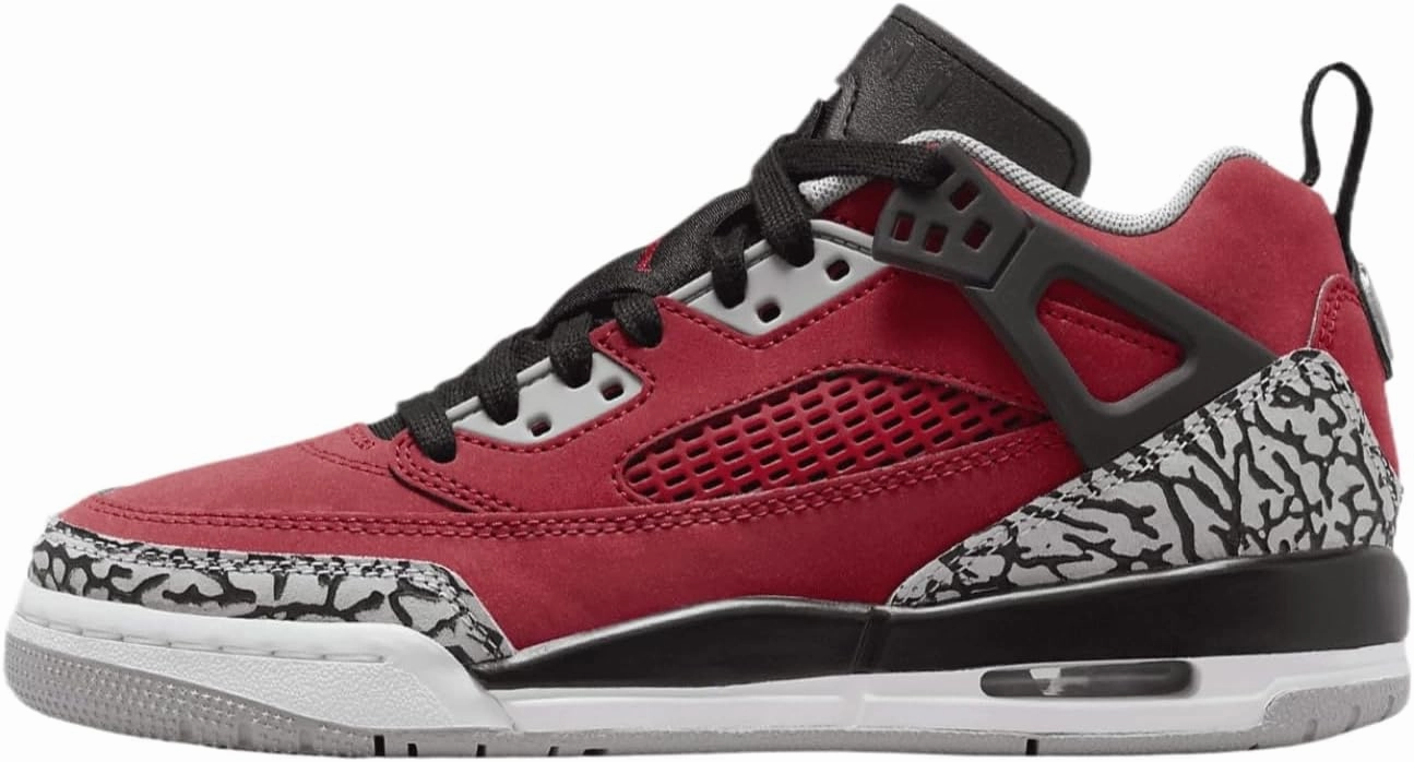 Jordan Spizike Low Big Kids' Shoes (FQ3950-600, Gym Red/Wolf Grey/Cool Grey/Black) Size 5