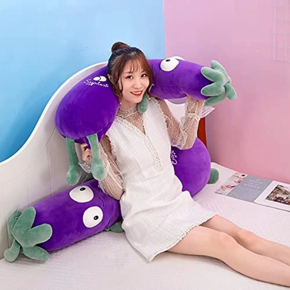JOSON Purple Large Simulation Mr. Eggplant Doll Sleeping Pillow Doll,Plush Toy Cushion (35.5 inches 90cm)