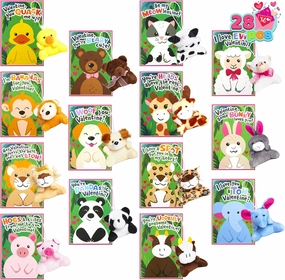 JOYIN 28 Pack Gifts Cards for Kids with Animal Plush Toy Key Chain Stress Relief Fidget Toy for Classroom Exchange Cards and Kids Party Favor