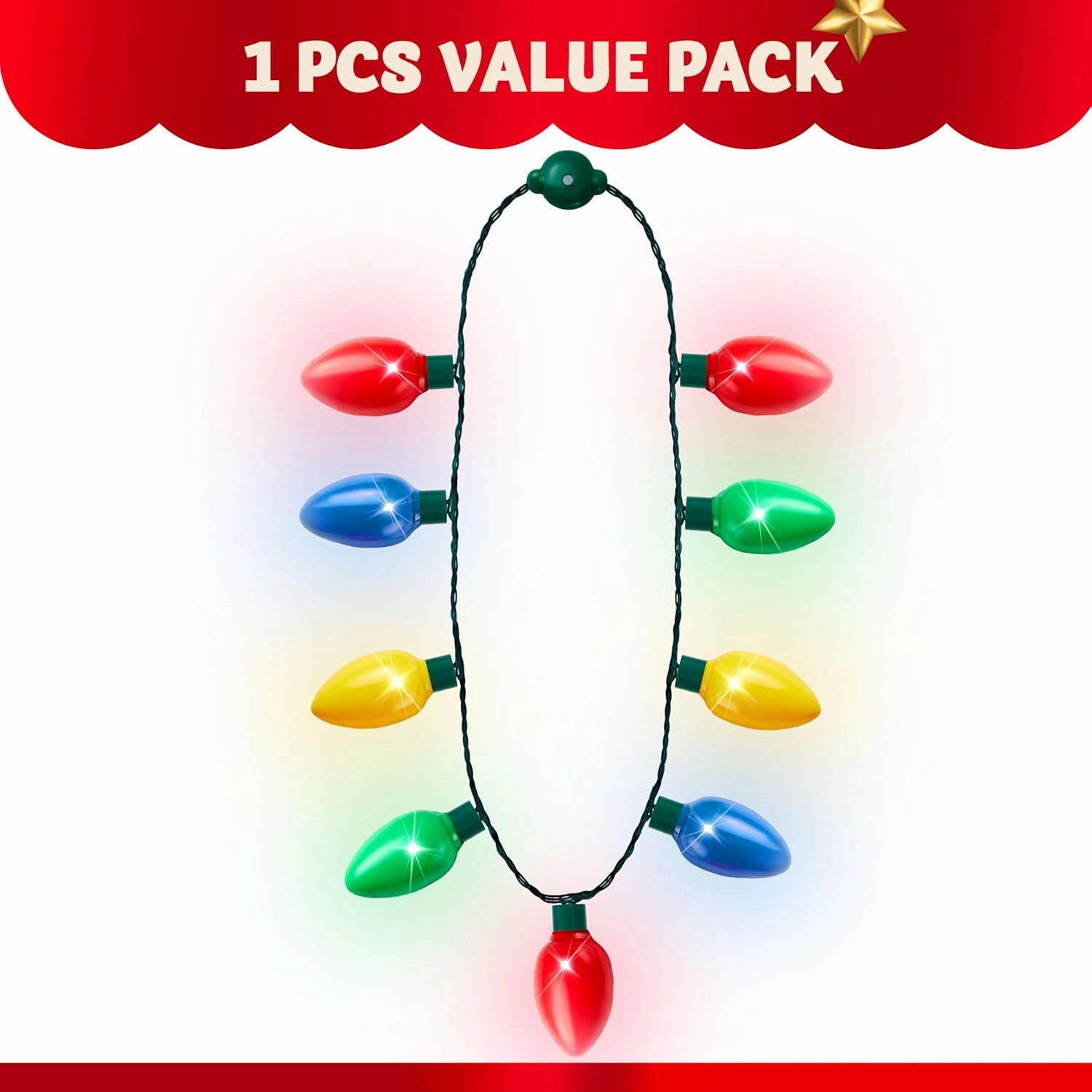 JOYIN 3 Packs Christmas Necklace LED Light Up Necklaces 9 Bulbs LED Holiday Party Favor Costume Accessories for Christmas Xmas Favor Party Supply