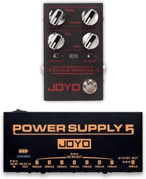 JOYO R-28 Bass High Gain Overdrive Effect Pedal and JP-05 Pedal Power Supply Built-in Rechargeable Battery
