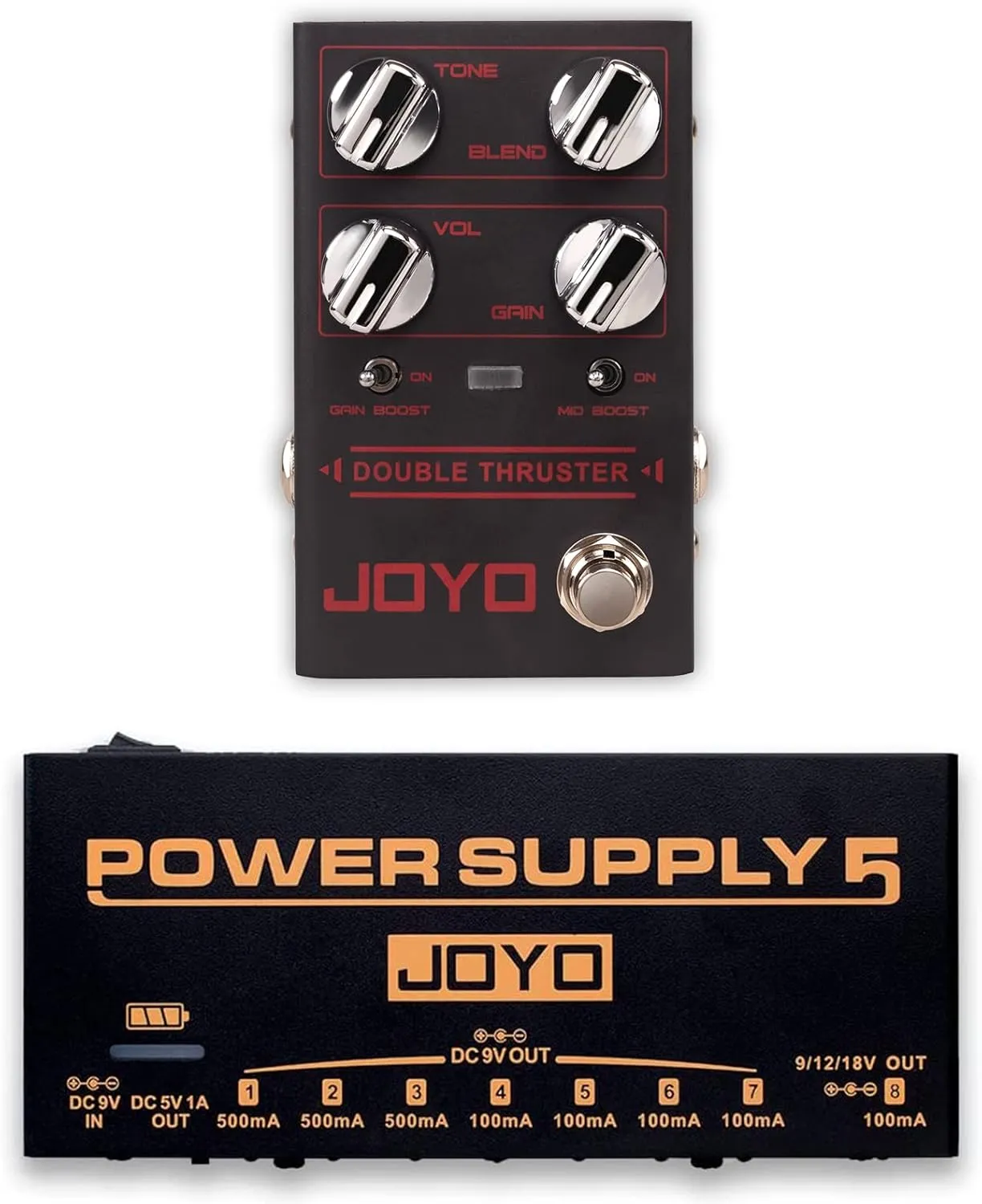 JOYO R-28 Bass High Gain Overdrive Effect Pedal and JP-05 Pedal Power Supply Built-in Rechargeable Battery