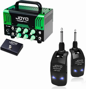 JOYO Badass Bass Amplifier Tube Head 50 Watt Preamp Hybrid and JW-03 Wireless Guitar Transmitter Receiver