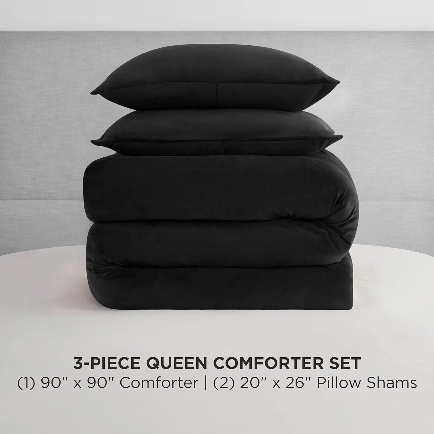 Juicy Couture Black Velour Full/Queen Comforter Set - 3 Piece Luxury Bedding Ensemble
