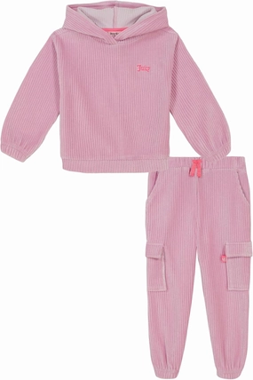 Juicy Couture girls 2pc Rib Velour Pant Set