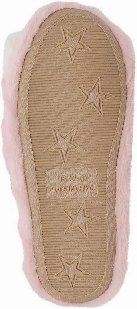 Juicy Couture Girls Fluffy Slippers for Kids – Cute Fuzzy Open-Toe Fur Slides – Plush, Warm Indoor House Slip-Ons