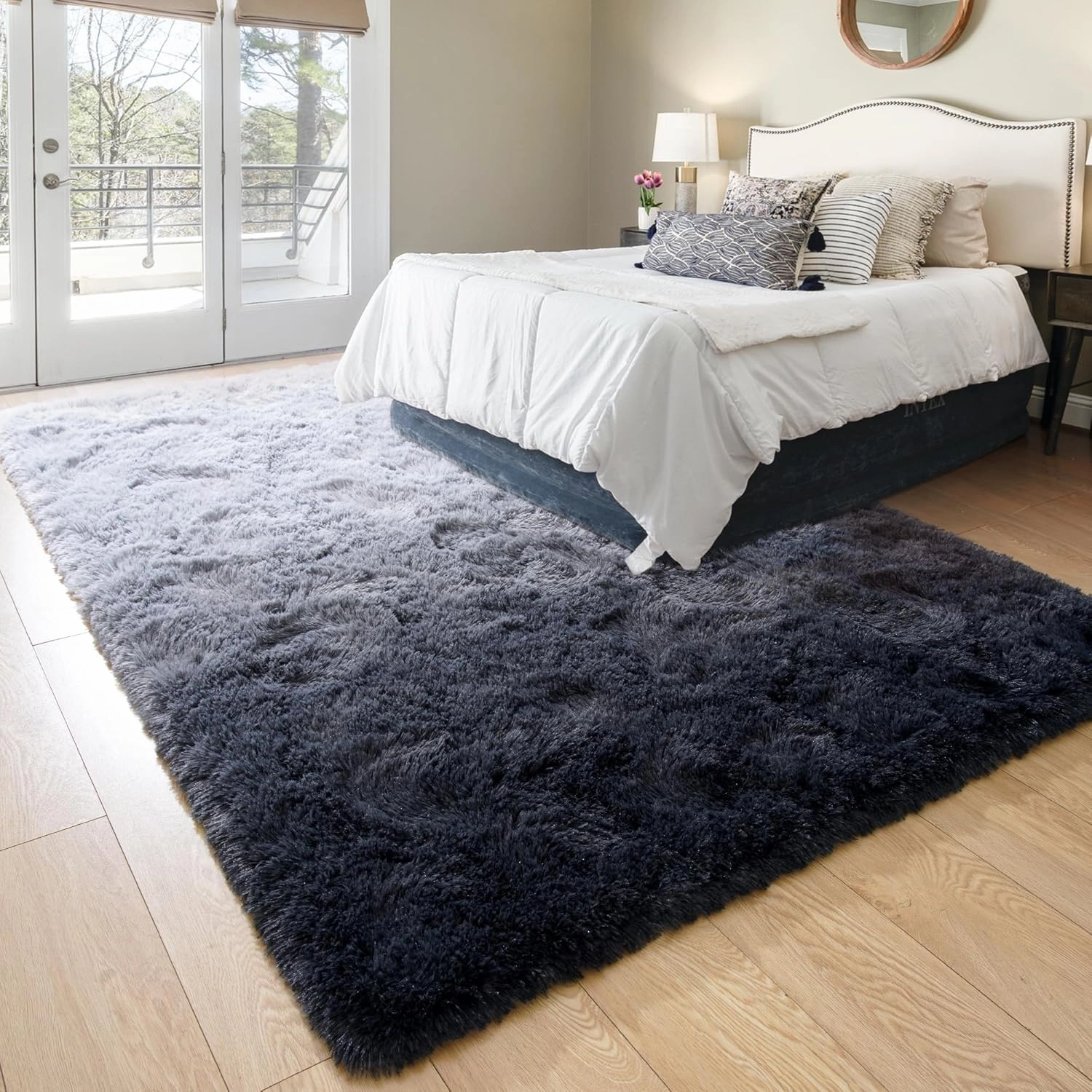junovo Washable, Non-Slip Area Rug, Soft Area Rugs for Bedroom 4x6 Feet Fluffy Rug Carpets for Living Room Shaggy Rugs for Kids Teens Girls Boys Indoor Plush Rug for Bedroom Room, Gray