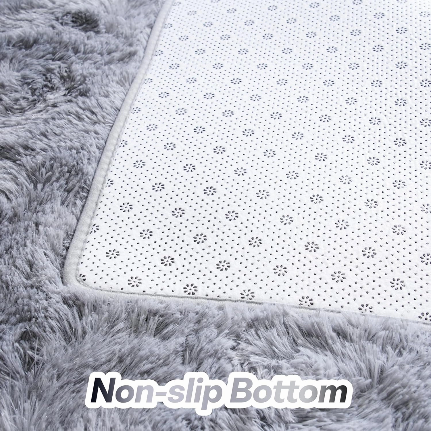 junovo Washable, Non-Slip Area Rug, Soft Area Rugs for Bedroom 4x6 Feet Fluffy Rug Carpets for Living Room Shaggy Rugs for Kids Teens Girls Boys Indoor Plush Rug for Bedroom Room, Gray