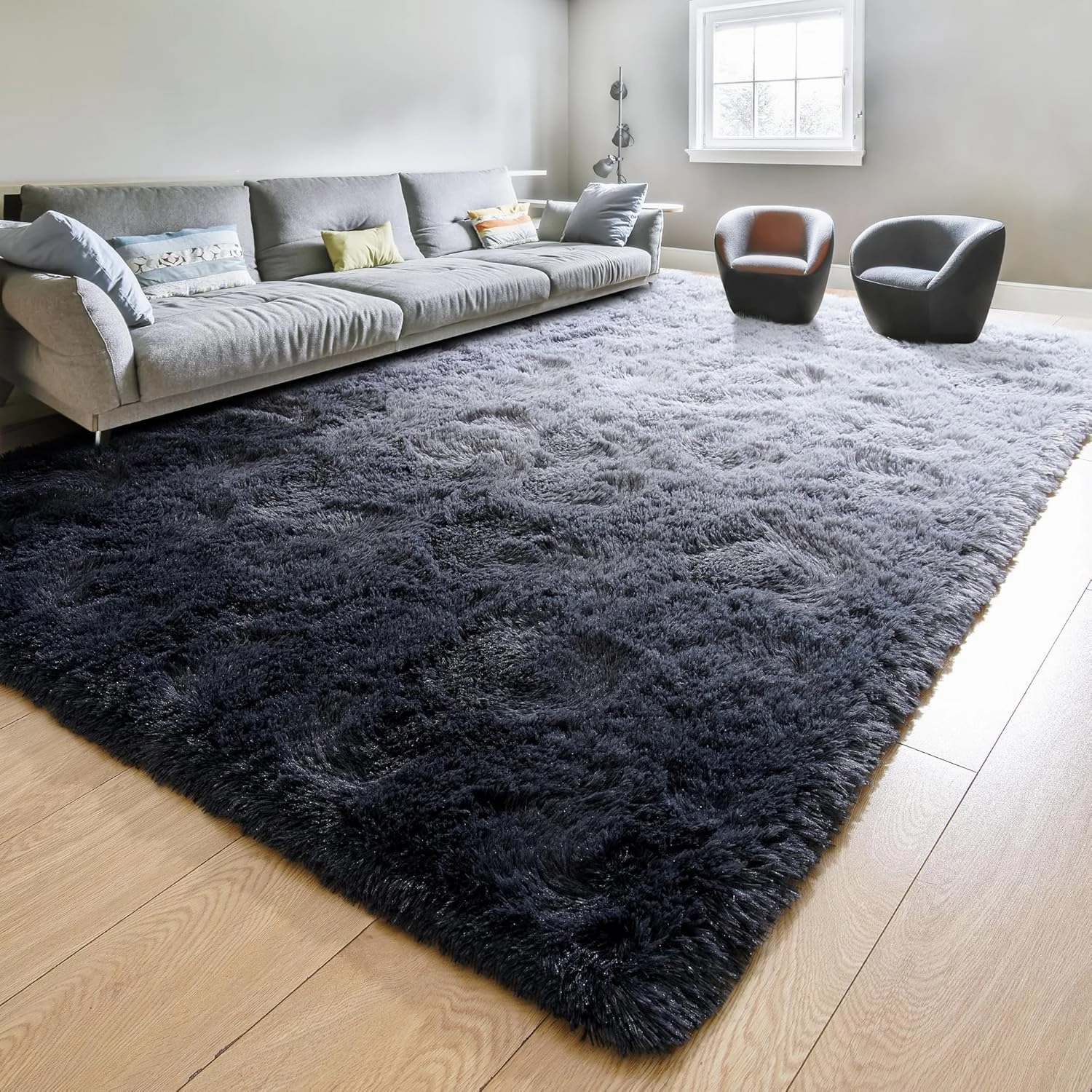 junovo Washable, Non-Slip Area Rug, Soft Area Rugs for Bedroom 4x6 Feet Fluffy Rug Carpets for Living Room Shaggy Rugs for Kids Teens Girls Boys Indoor Plush Rug for Bedroom Room, Gray