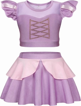 Jurebecia Girls Two Piece Swimsuit Princess Bikini Set Toddle Kids Ruffles Bathing Suit Role Play Swimwear