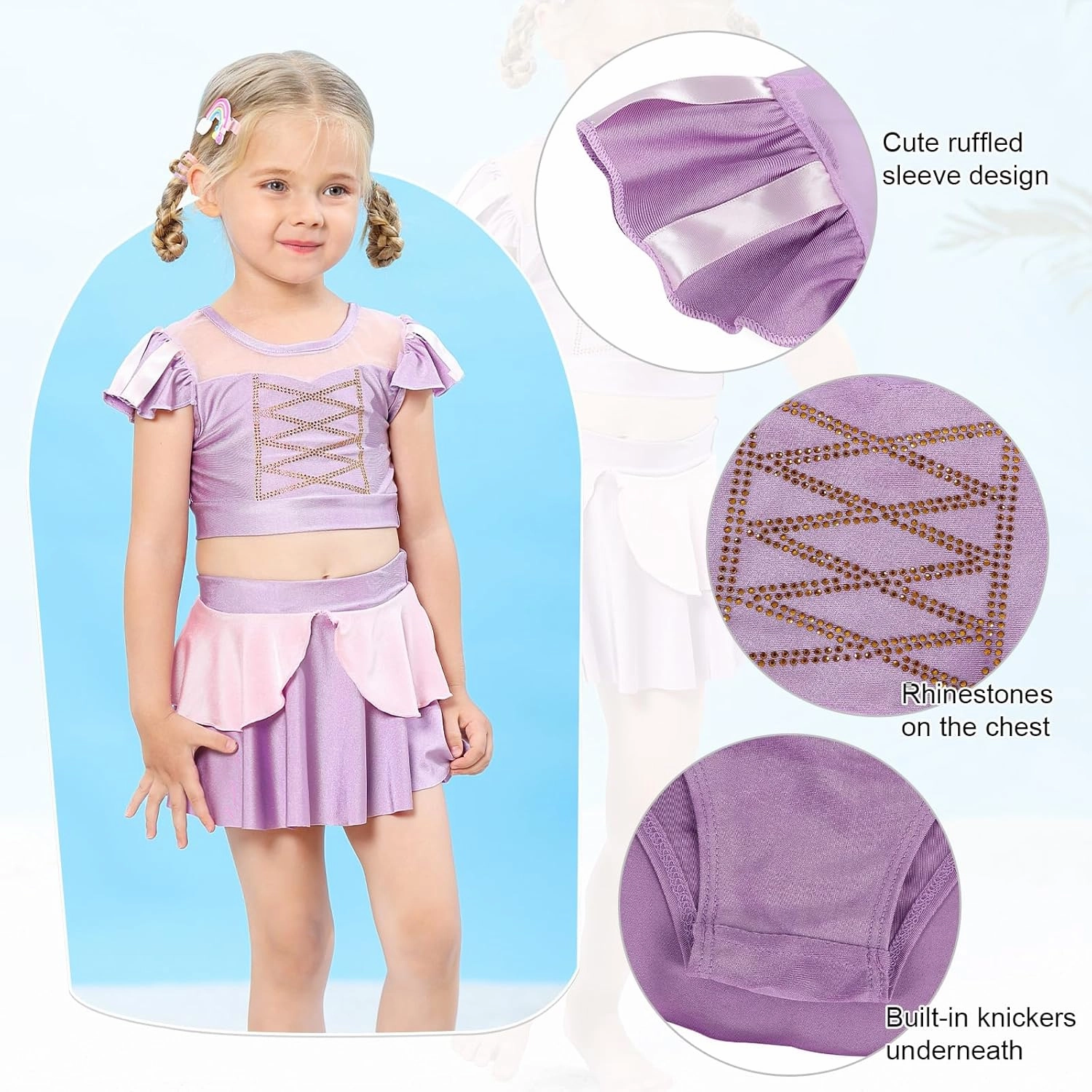 Jurebecia Girls Two Piece Swimsuit Princess Bikini Set Toddle Kids Ruffles Bathing Suit Role Play Swimwear