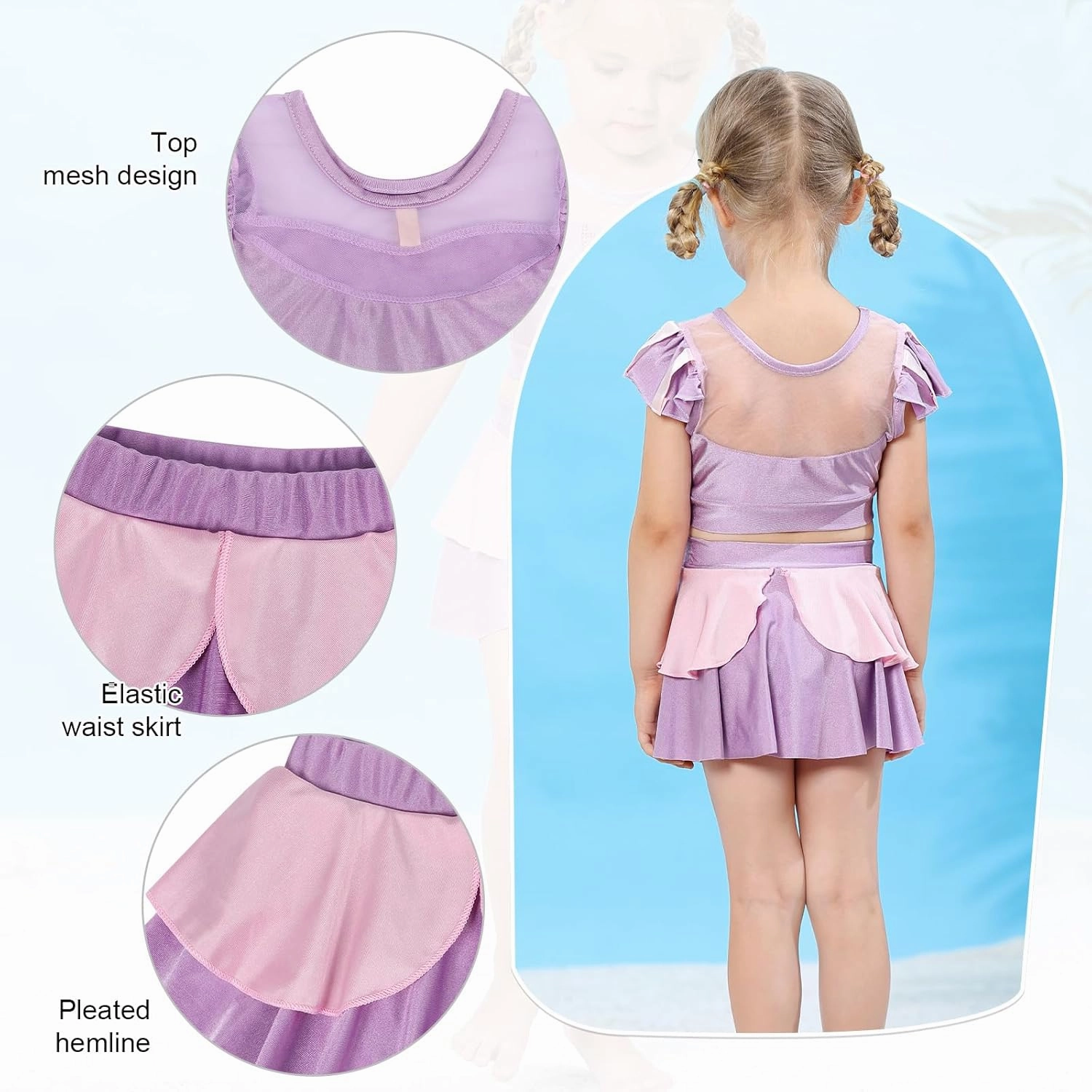 Jurebecia Girls Two Piece Swimsuit Princess Bikini Set Toddle Kids Ruffles Bathing Suit Role Play Swimwear