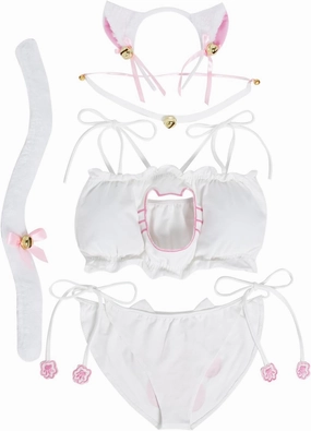 JustinCostume Women's Cosplay Lingerie Set Kitten Keyhole Cute Sexy Outfit