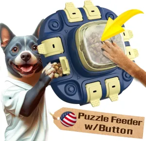 KADTC Dog Puzzle Toys Level 2 in 1 for Small/Medium/Large Dogs Slow Feeder with Button Mind Game Anti Boredom Keep Them Busy Enrichment Toy Treat Puzzles Food Dispenser Puppy Brain Mental Stimulation