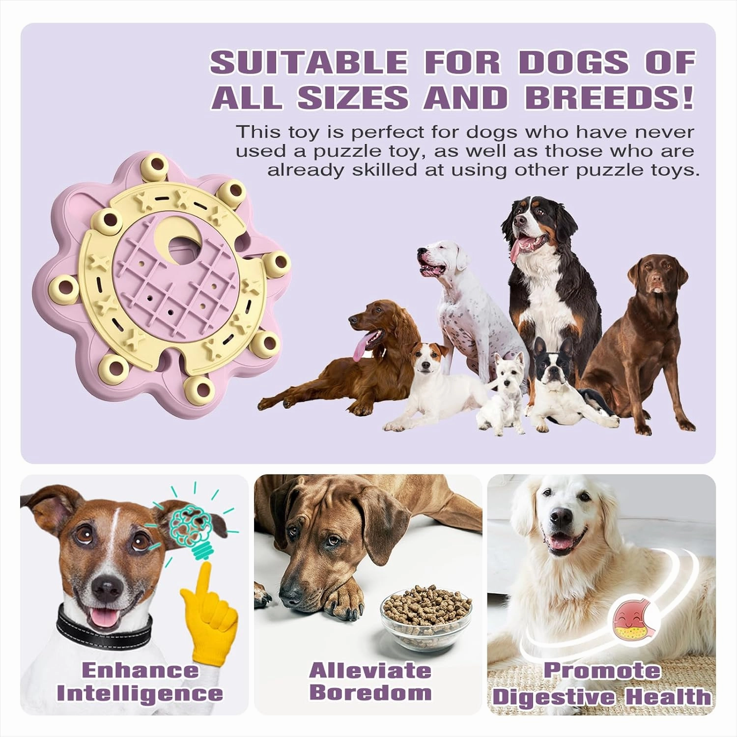 KADTC Dog Puzzle Toys Level 3 in 1 Brain Mind Treat Game Mental Stimulation Enrichment Hard Toys Puppy Holiday Birthday Gift Boredom Busters Slow Puzzles Food Feeder for Small/Medium/Large Breed Dogs
