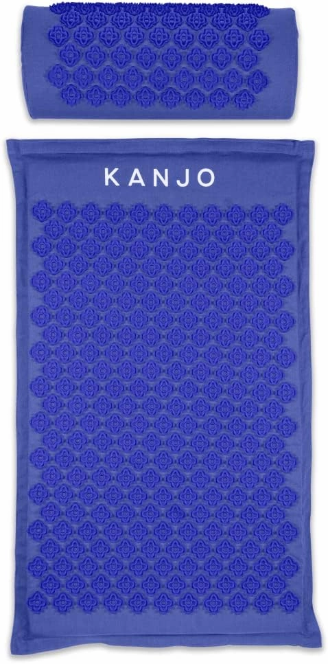 Kanjo FSA HSA Approved Acupressure Mat and Pillow Set for Back Pain Relief & Neck Pain Relief, with Pressure Points for Muscle Pain Relief with Travel Bag - Periwinkle