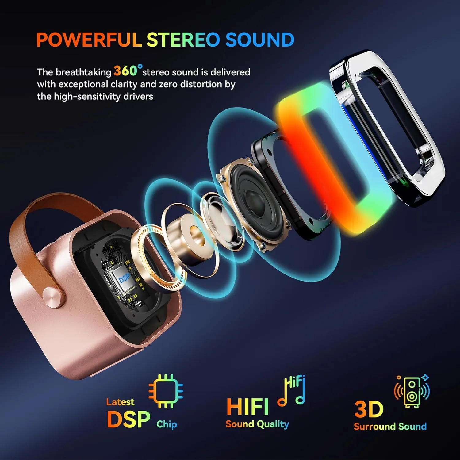 Karaoke Player, Karaoke Machine for Adults, Portable Bluetooth Mini Karaoke Microphone Singing Speaker Player with 2 Wireless Mic, All Smartphones,Birthday, Family,Home Party(Rose Gold)