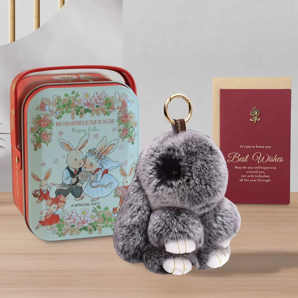 Kawaii Plush Bunny Keychain Pendant for Bags & Keys